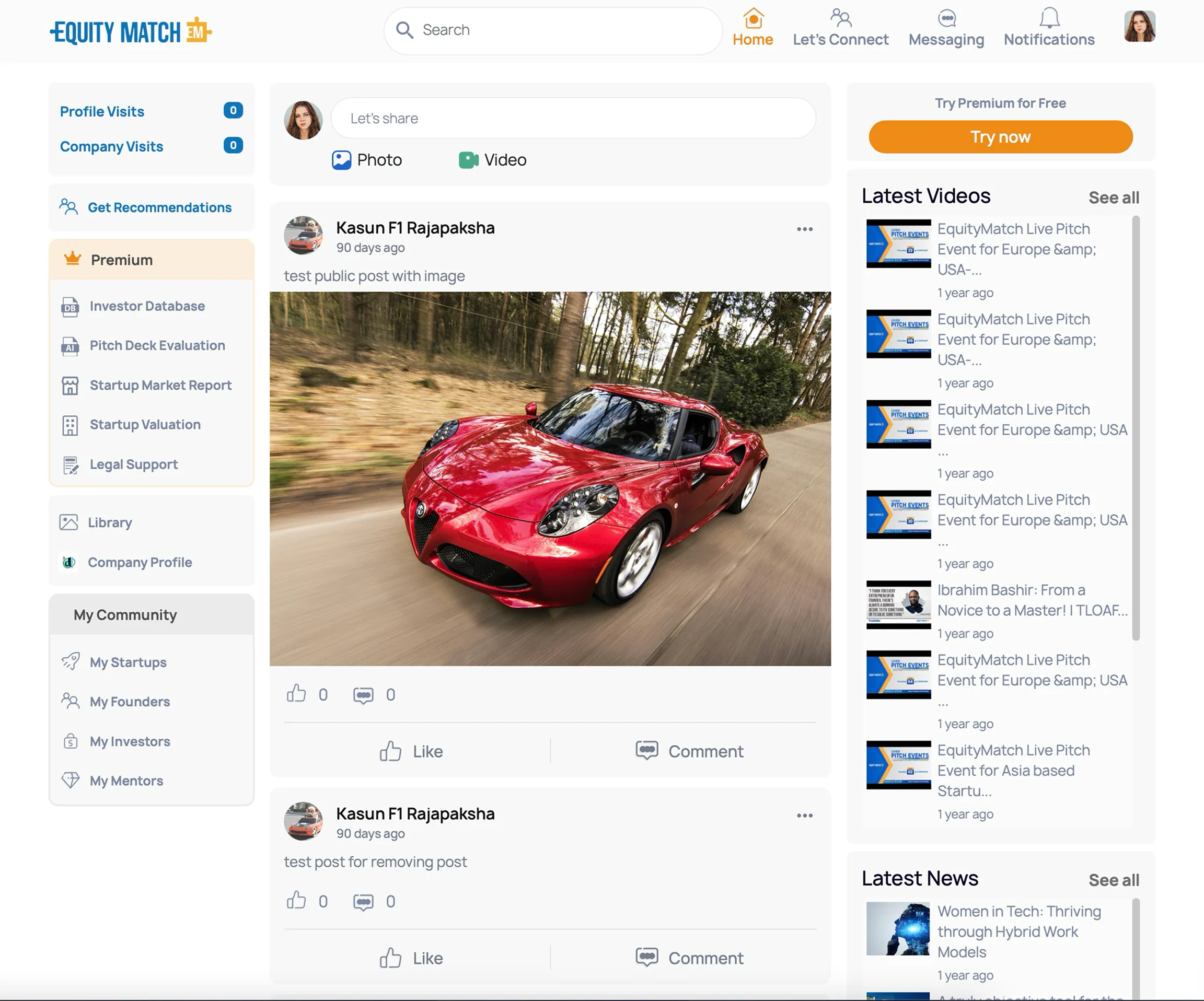 Original EquityMatch feed before the interface improvements